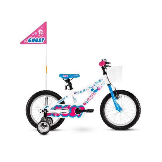 Велосипед  Ghost POWERKID 16" ,бело-сине-розовый, 2021 (арт 18PK1008) - фото №1